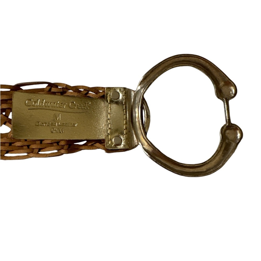 Coldwater Creek Belt Women's Medium Silver Metallic Bonded Leather Hook Buckle